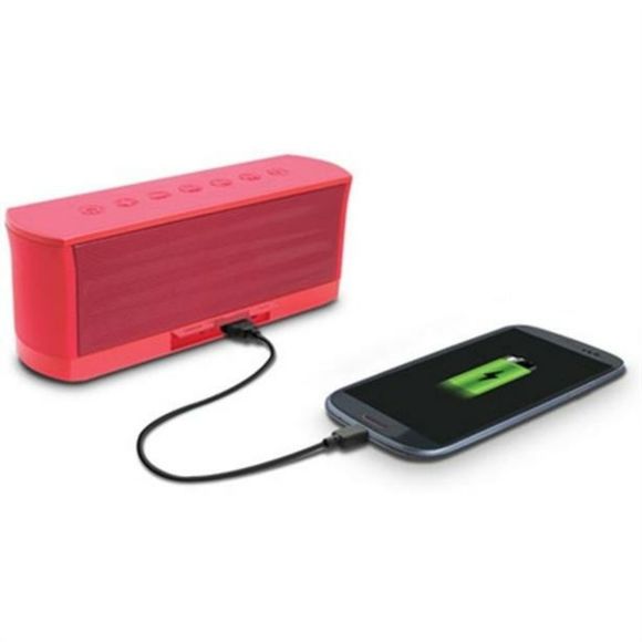 iLuv MobiOut Splash-Resistant Wireless Bluetooth Speaker with Jump-Start (Red) - Picture 2 of 2